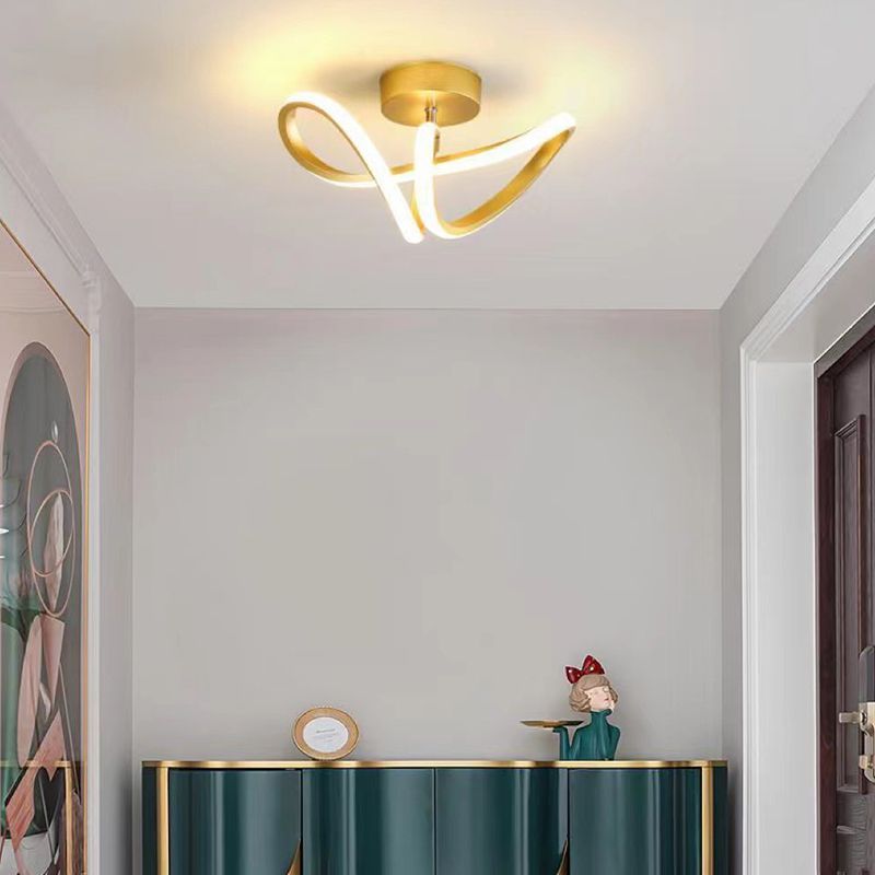 Lacey modern gold flush mount ceiling light in hallway