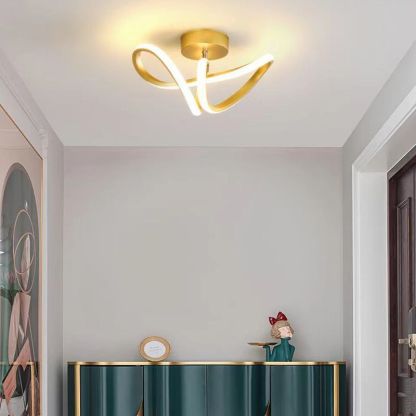 Lacey modern gold flush mount ceiling light in hallway