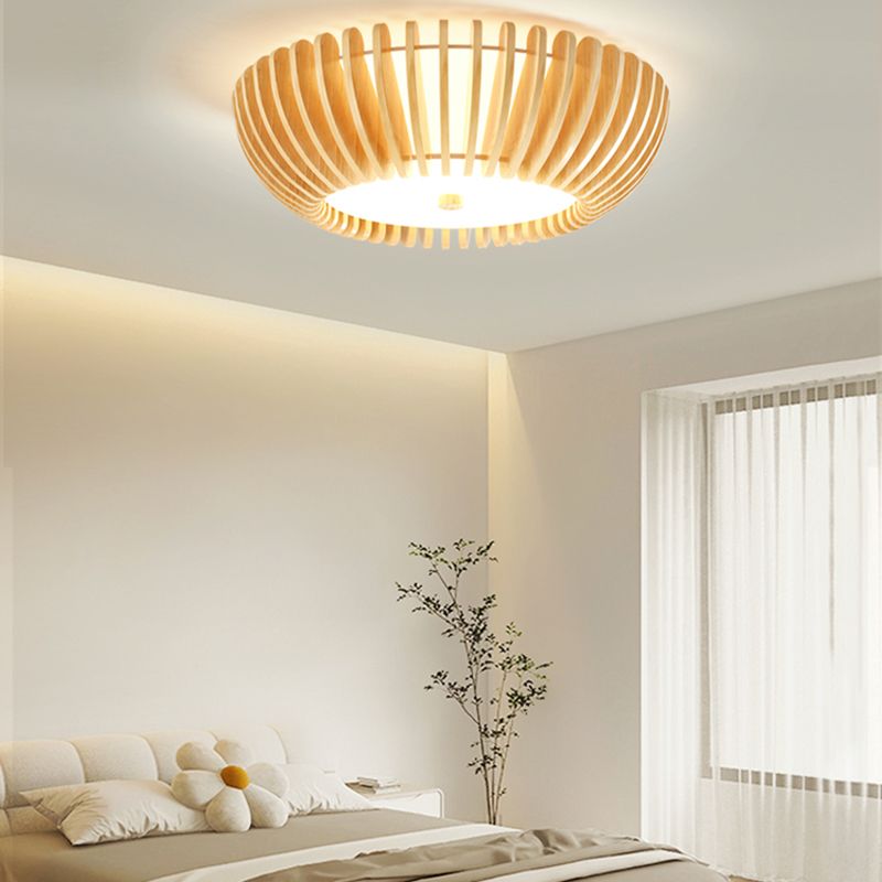 Ozawa Round LED Ceiling Light in bedroom.