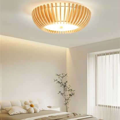 Ozawa Round LED Ceiling Light in bedroom.