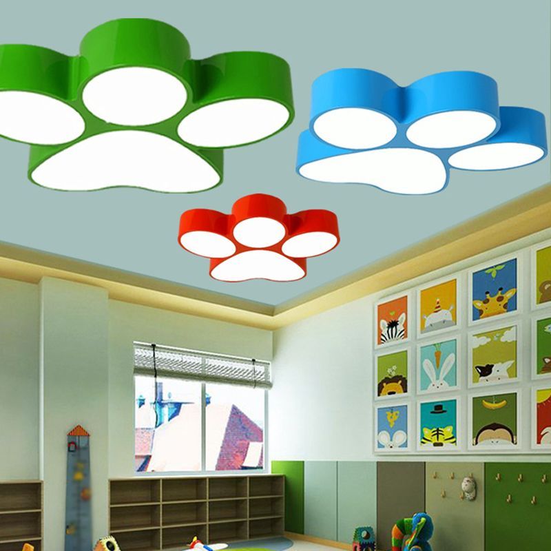 Colorful Dog Paw Ceiling Lights for Kids' Rooms