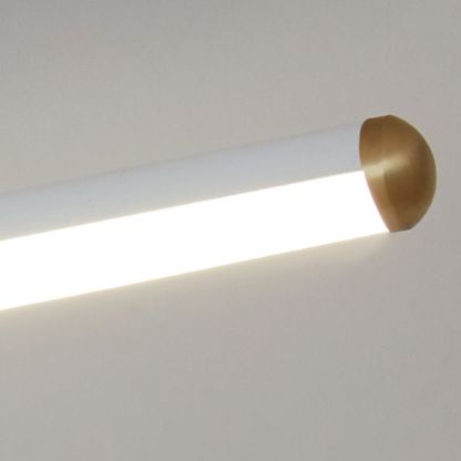 Edge linear flush mount light, brass accent. Modern ceiling lighting.