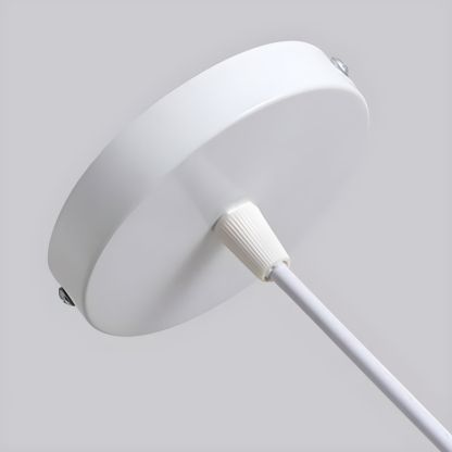 White ceiling mount for rattan pendant light fixture