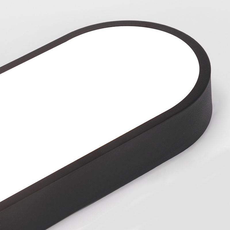 Close-up of Quinn Oval LED Ceiling Light in black