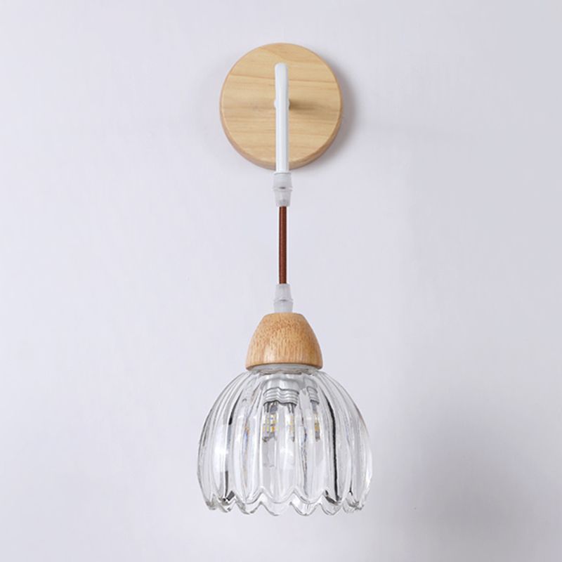 Lily Pleated Glass Wall Lamp - Bedroom Lighting Fixture