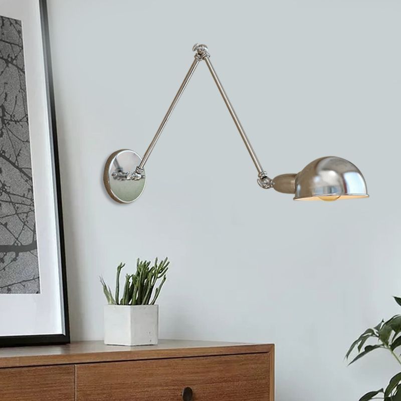 Minimalist Brady Wall Lamp - Adjustable Metal Dome Bedroom Lighting
