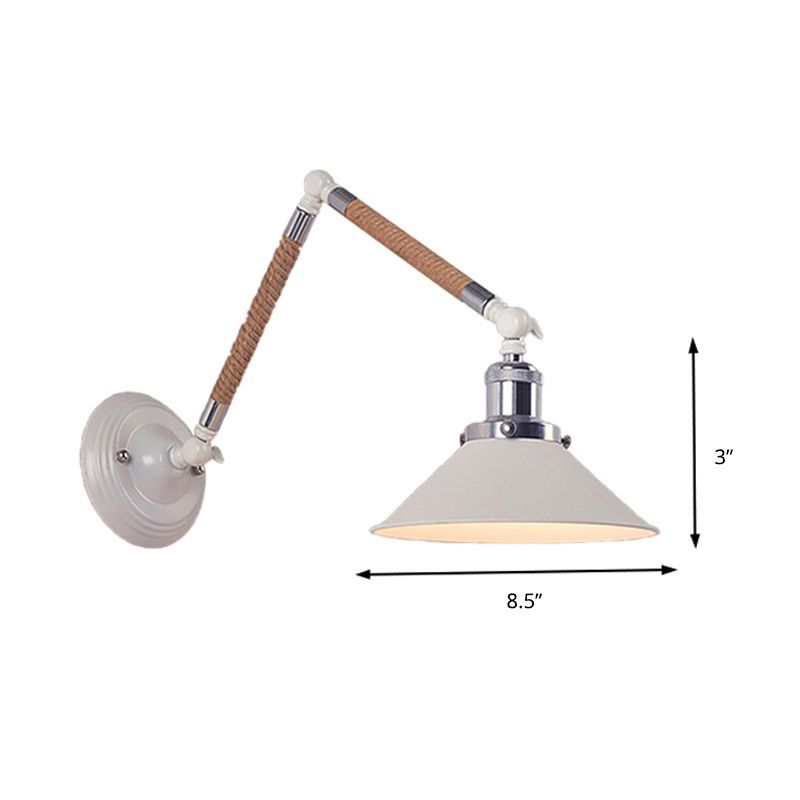 Carins Wall Lamp, White Shade, Rope Accents