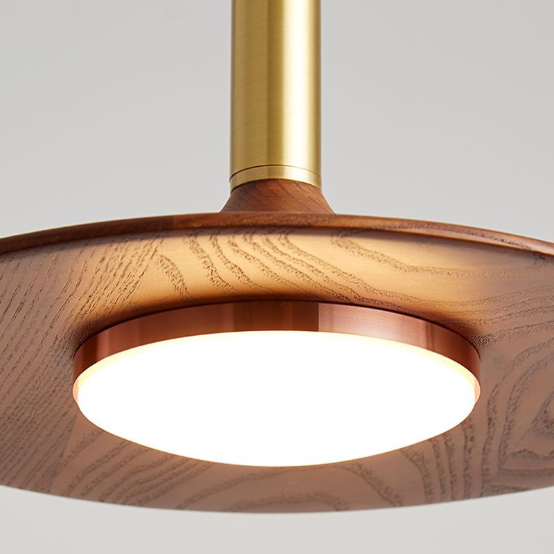 Carins cap-shaped wood pendant light, close-up