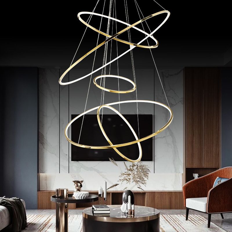 Arisha ring pendant light. Minimalist living room lighting fixture.