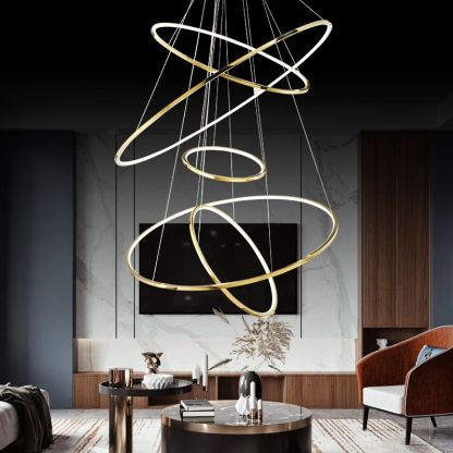 Arisha ring pendant light. Minimalist living room lighting fixture.