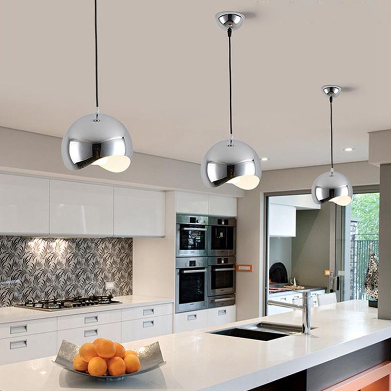 Chrome Cooley Pendant Lights in Modern Kitchen