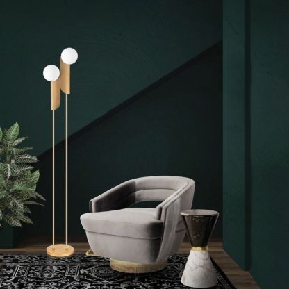 Modern living room with Salgado floor lamp and armchair