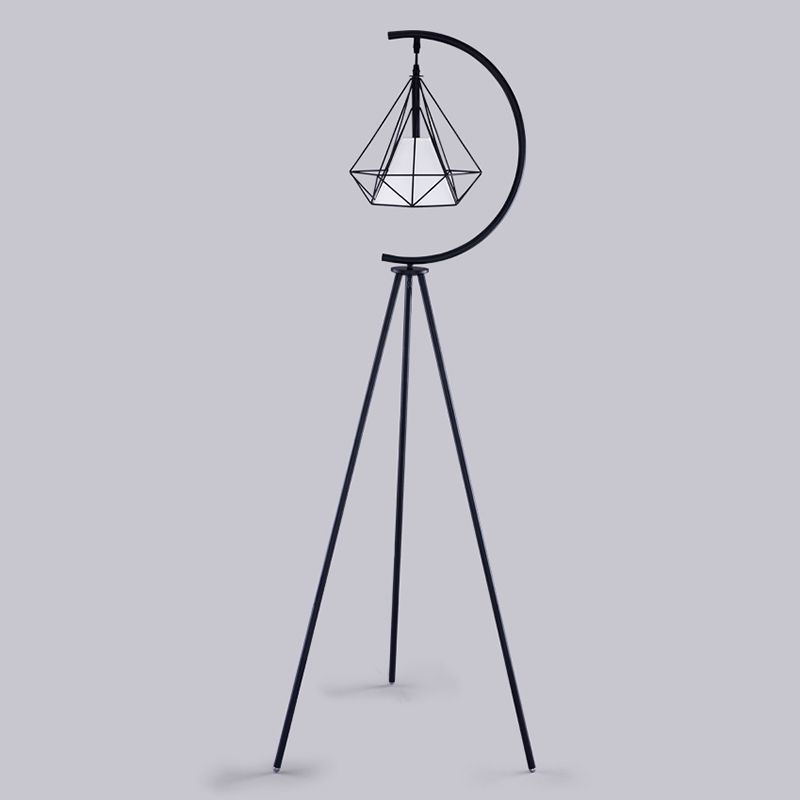 Eryn Diamond Floor Lamp - Black Metal Tripod