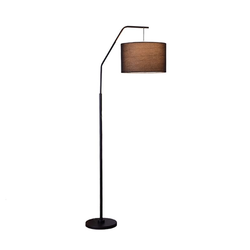 Black Eryn cylinder floor lamp with fabric shade