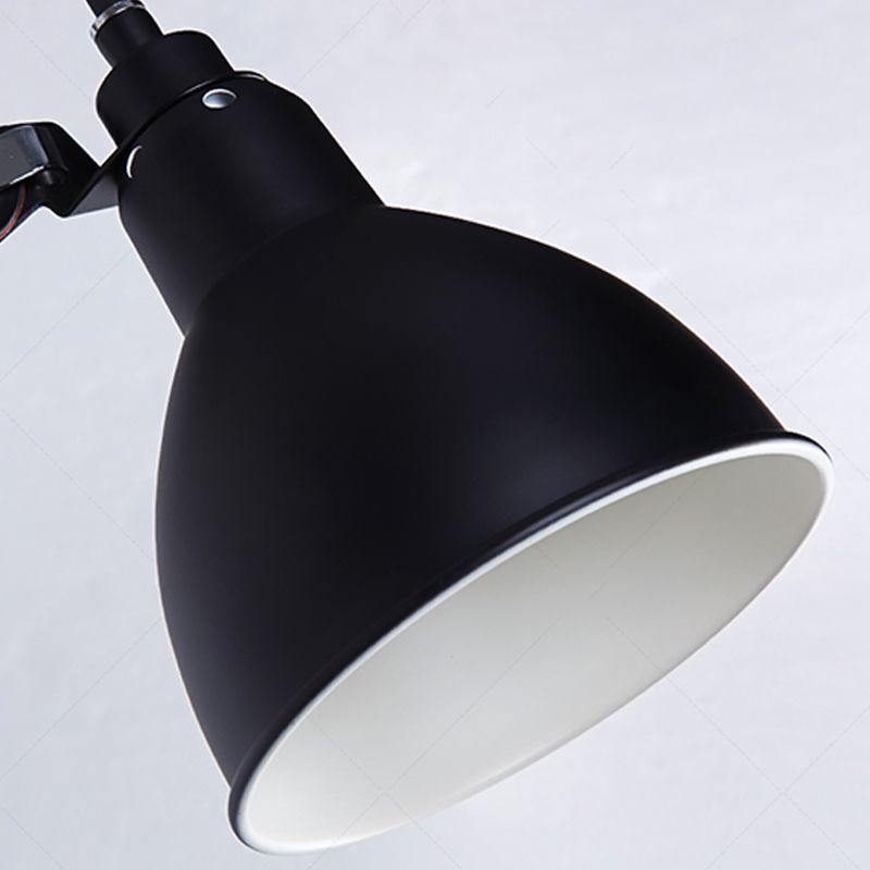 Brady black metal adjustable wall lamp shade detail.