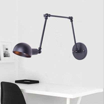 Black Brady Adjustable Wall Lamp for Bedroom