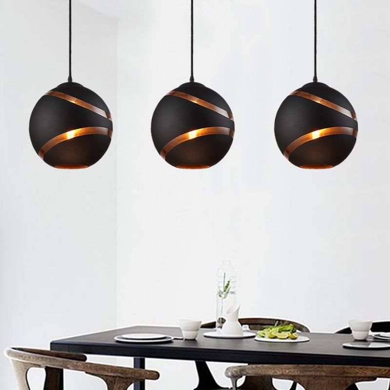 Black & Copper Globe Pendant Lighting for Dining Room