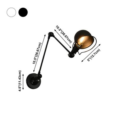 Brady Wall Lamp: Black metal adjustable arm dimensions.