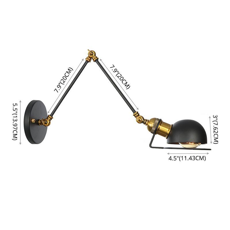 Brady Wall Lamp dimensions - minimalist black metal adjustable bedroom light