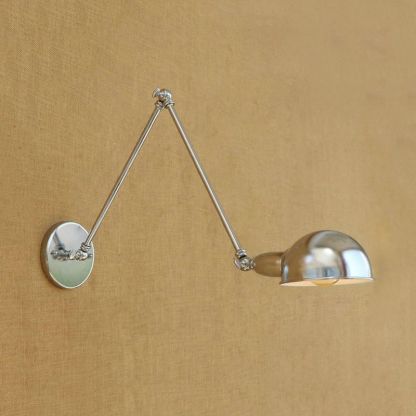 Brady Wall Lamp: Silver Adjustable Metal Dome Bedroom Light