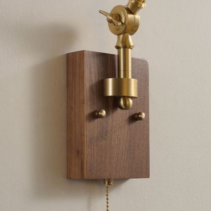 Ozawa Wall Lamp - Wood Base Adjustable Brass Arm