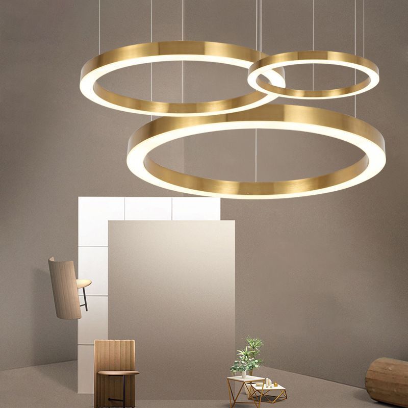 Arisha gold ring pendant light. Modern lighting fixture.