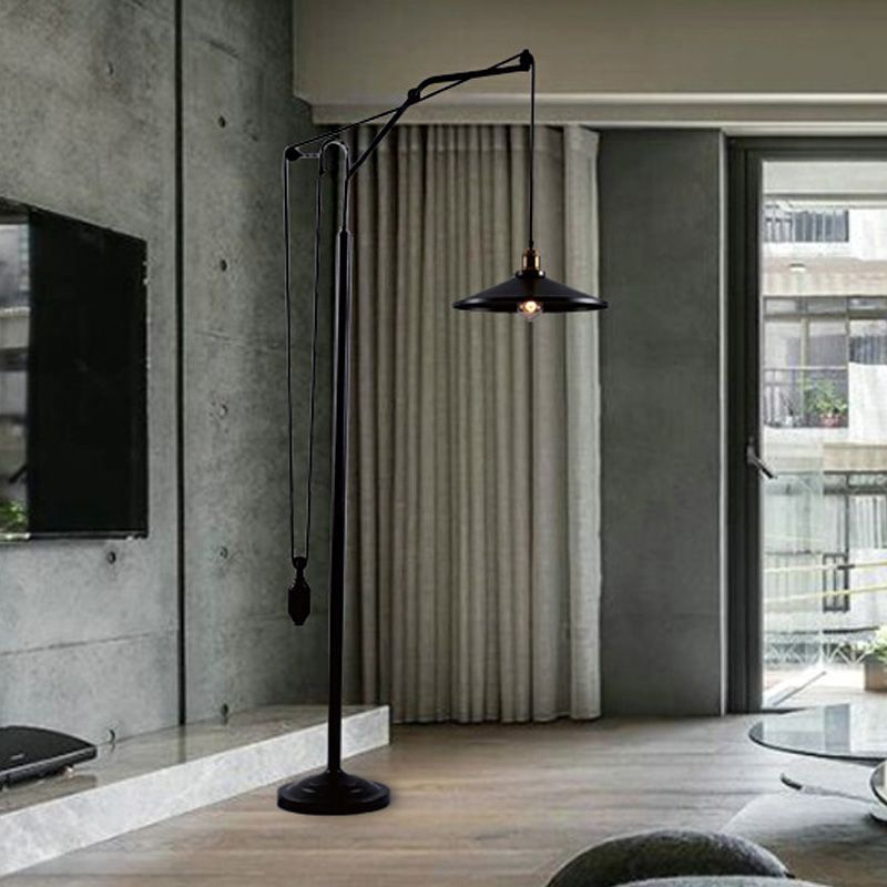 Modern Black Metal Floor Lamp in Living Room