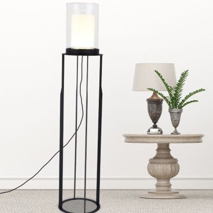 Eryn floor lamp: glass shade, metal frame, living room decor