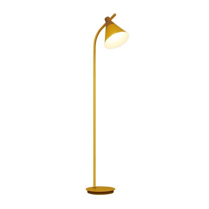 Yellow Morandi floor lamp with metal shade. Modern floor lamp lighting.