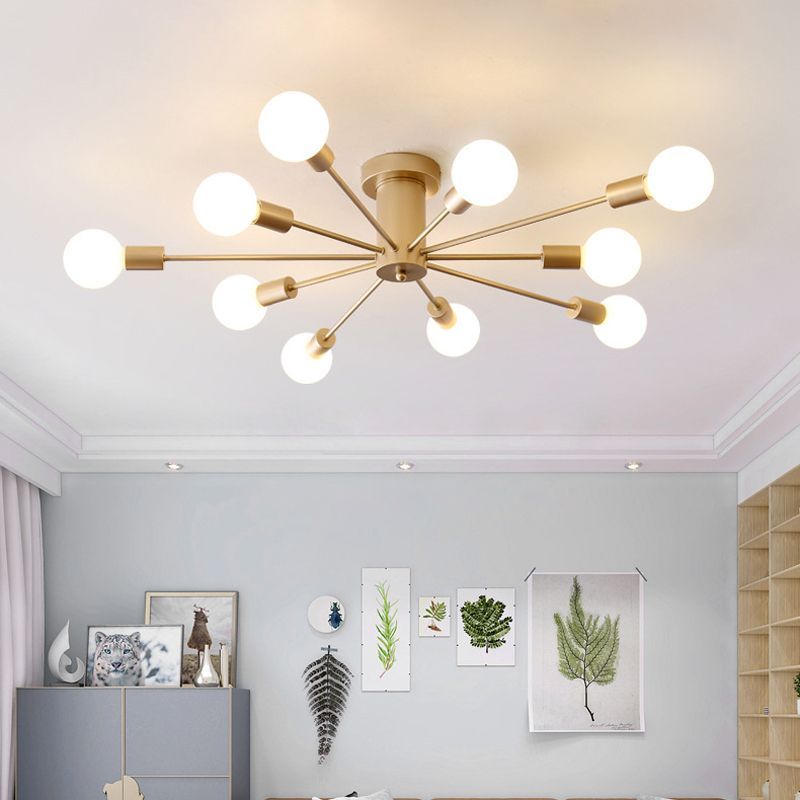 Valentina modern gold ceiling light fixture in a living room