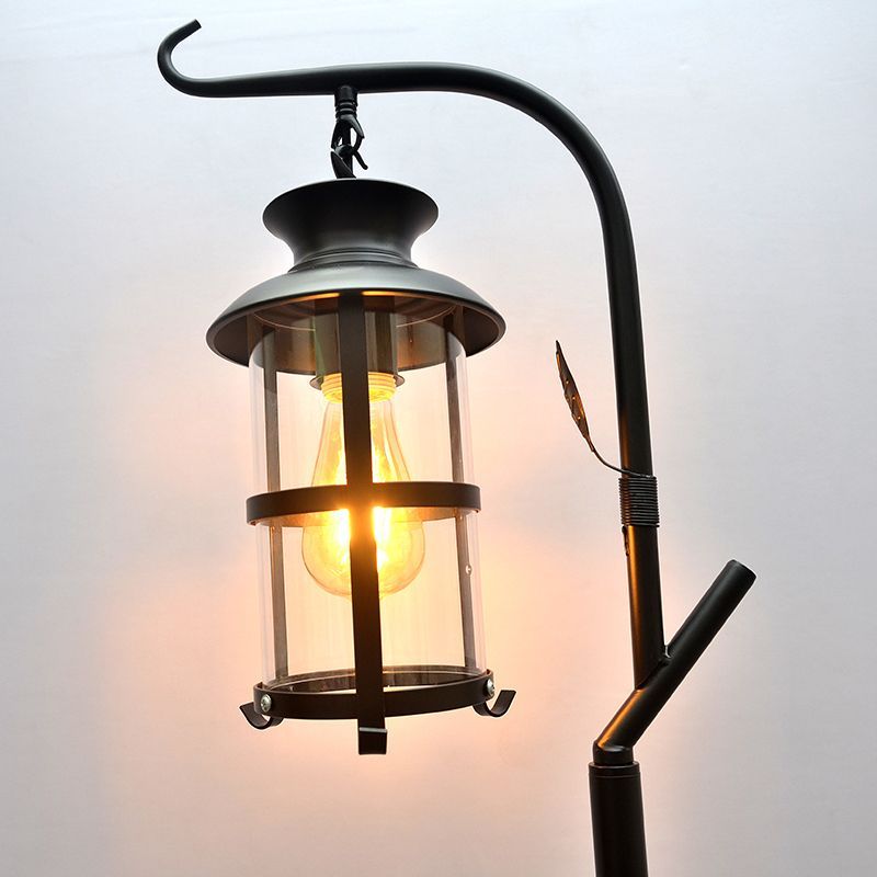 Alessio black metal lantern floor lamp
