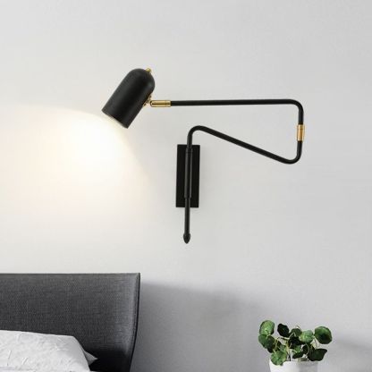 Freja black metal adjustable wall lamp for bedroom lighting
