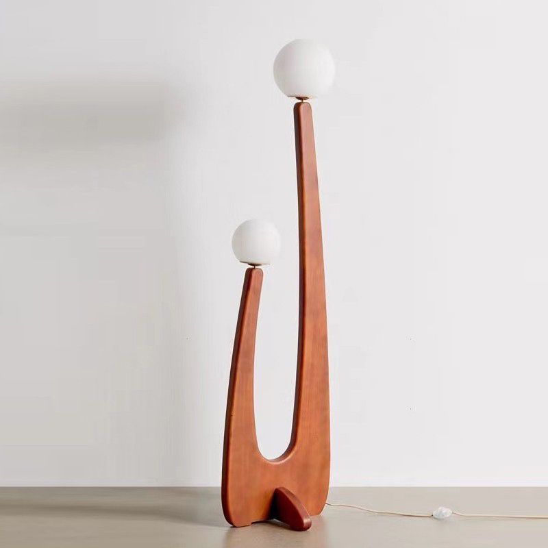 Avi Wood Floor Lamp with Glass Orbs