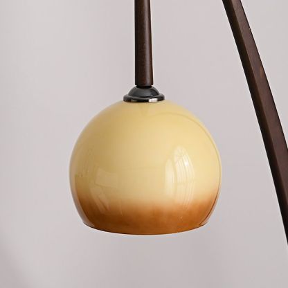 Ozawa Glass Dome Shade on Wood Floor Lamp