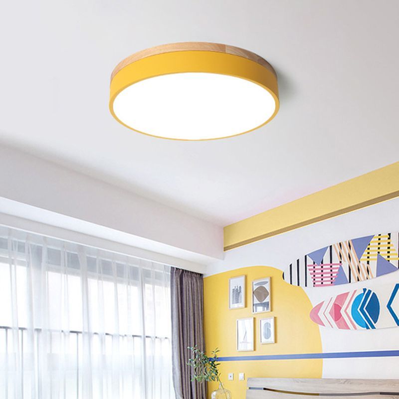 Yellow Morandi LED Ceiling Light in Modern Bedroom