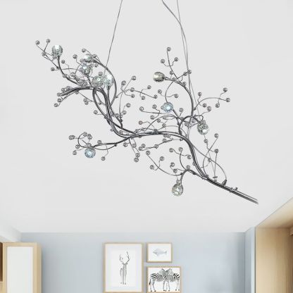Modern crystal branch pendant light in living room