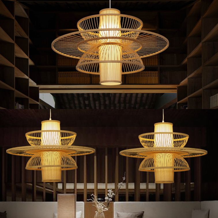 Muto Lotus-Shaped Rattan Pendant Light, interior lighting