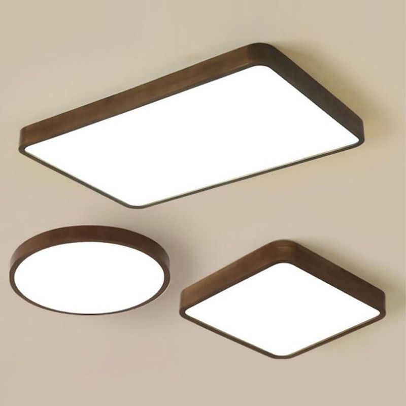 Geometric walnut LED ceiling lights: modern flush mount options