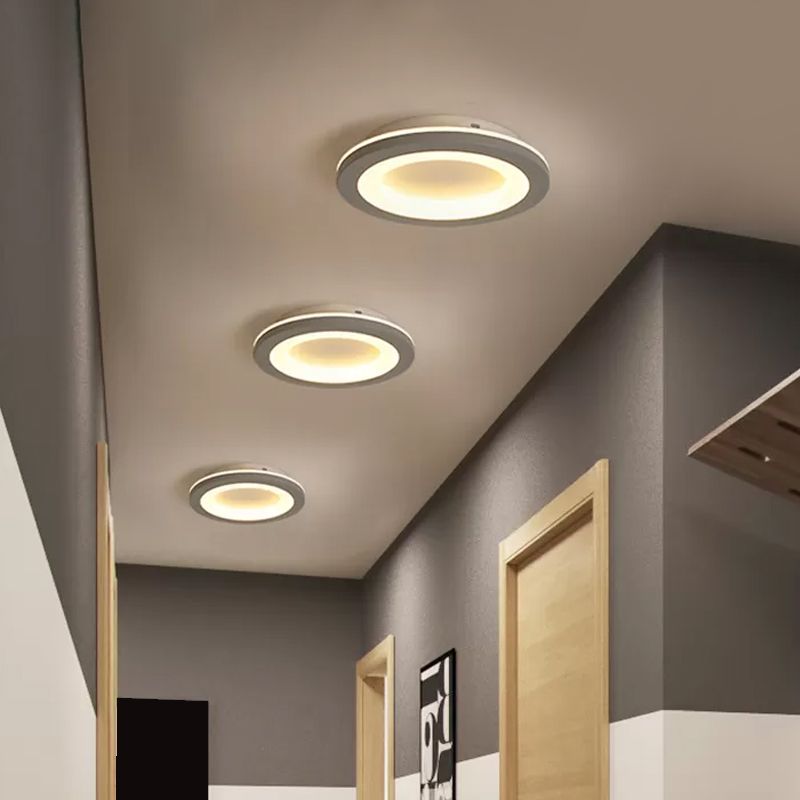 Modern hallway with Quinn flush mount ceiling lights