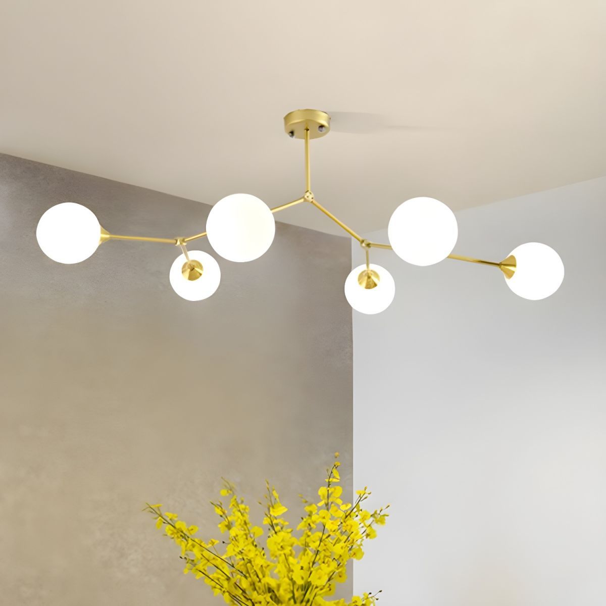 Valentina Modern Gold Chandelier with Bubble Glass Shades