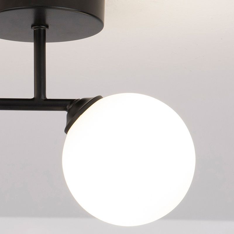 Valentina ceiling light, black metal and globe shade