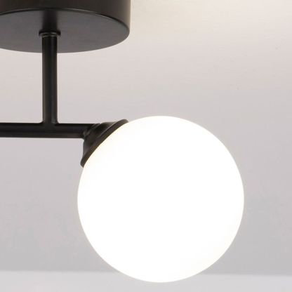 Valentina ceiling light, black metal and globe shade