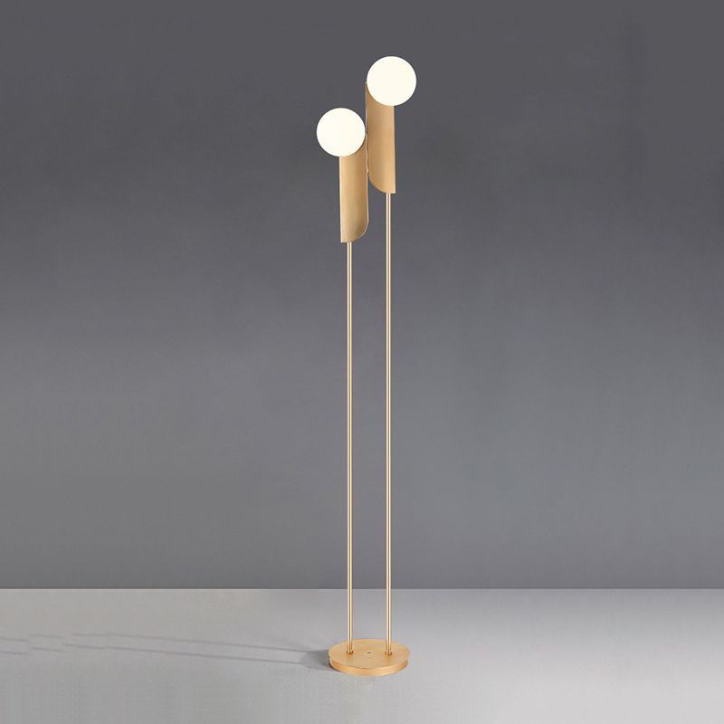 Salgado Floor Lamp Gold Finish, double head lighting