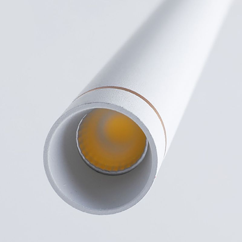 Close up of white Edge cylinder pendant light bulb.