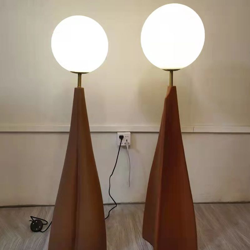 Two Valentina Globe Floor Lamps, Metal & Glass