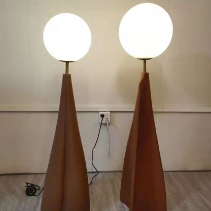 Two Valentina Globe Floor Lamps, Metal & Glass