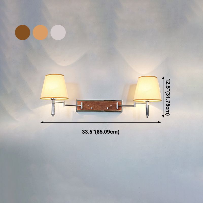 Carins Dual Wall Lamp - Adjustable Fabric Shades, Dimensions