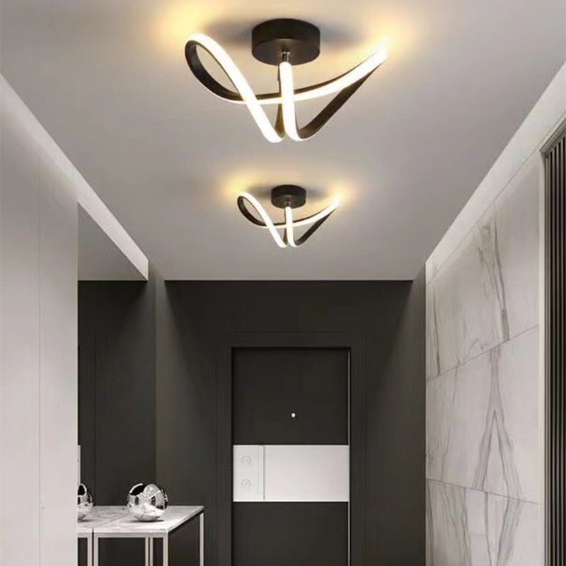 Hallway with Lacey Modern Flush Mount Ceiling Light
