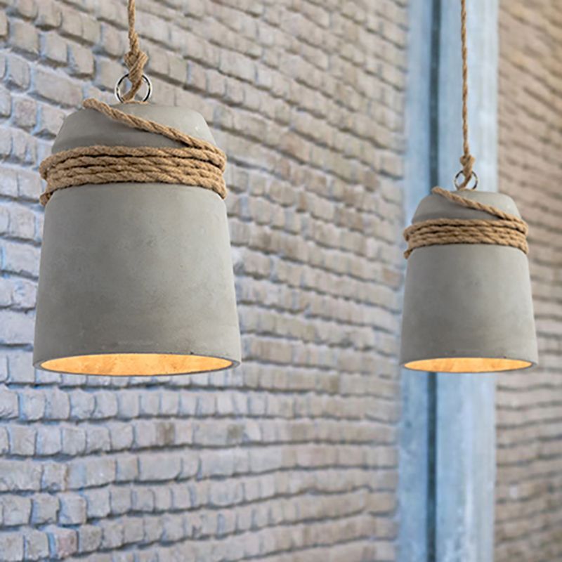 Zaid Industrial Pendant Lights, Cement and Rope Design