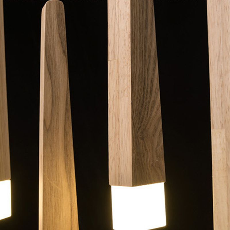 Ozawa pendant light detail - wooden fixture with integrated light.